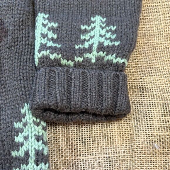 Eddie Bauer Woman's Full Zip Cardigan Bear Pine Tree Wool Blend Sweater Size M - Picture 3 of 7